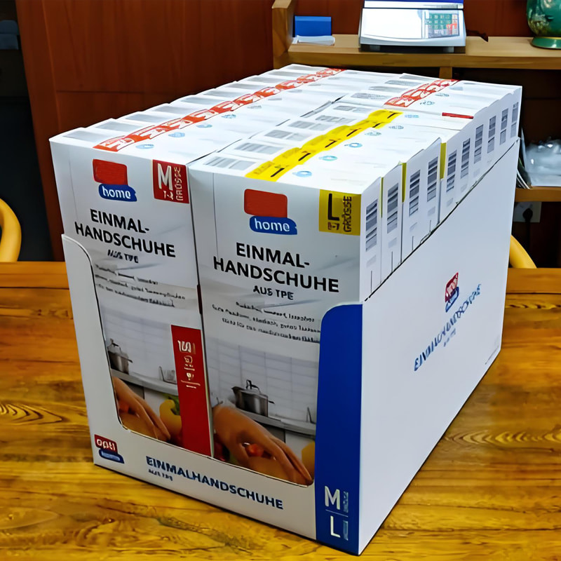 পরিবেশ বান্ধব এবং নরম অফ-হোয়াইট TPE গ্লাভস (ডট প্যাটার্ন)